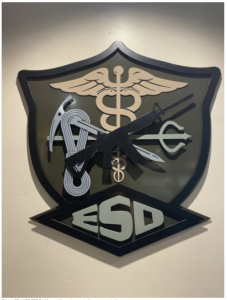LASD ESD Emblem at the entrance to their mountain base.